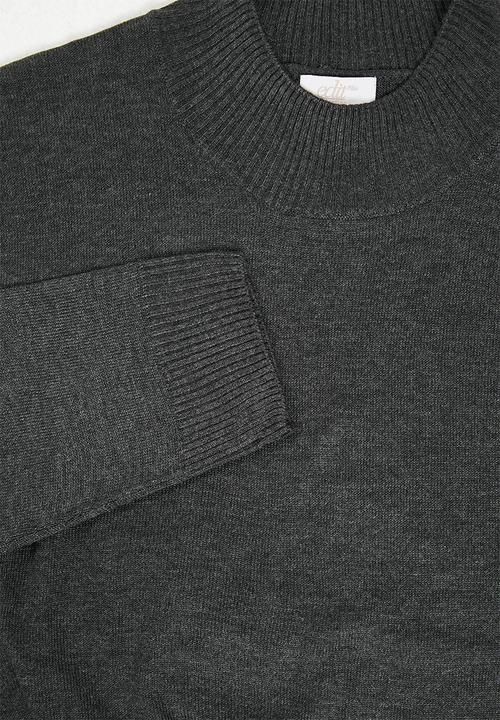 edit Plus - Knitwear basic poloneck(plus) - charcoal