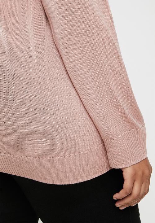 edit Plus - Knitwear basic poloneck(plus) - dusty pink