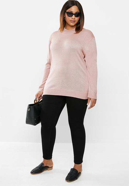edit Plus - Knitwear basic poloneck(plus) - dusty pink