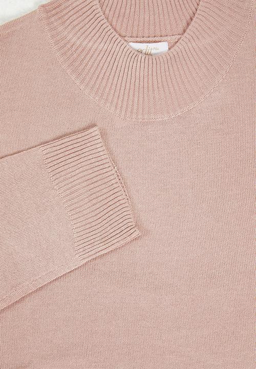 edit Plus - Knitwear basic poloneck(plus) - dusty pink