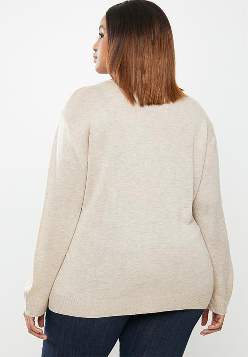 edit Plus - Knitwear basic poloneck(plus) - beige