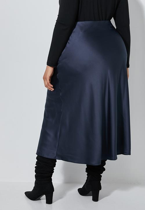 Superbalist - Midi bias slip skirt - navy