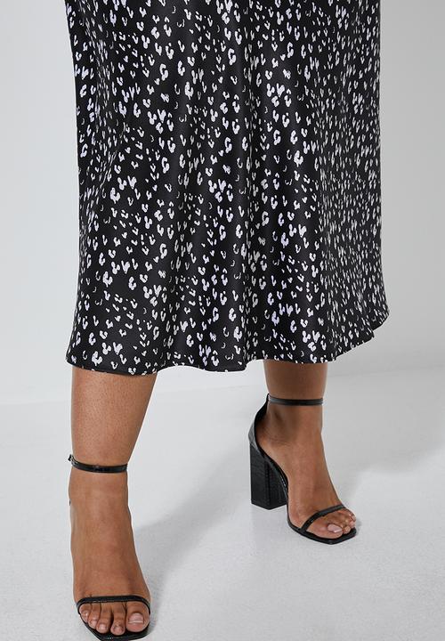 Superbalist - Midi bias slip skirt - black & white 