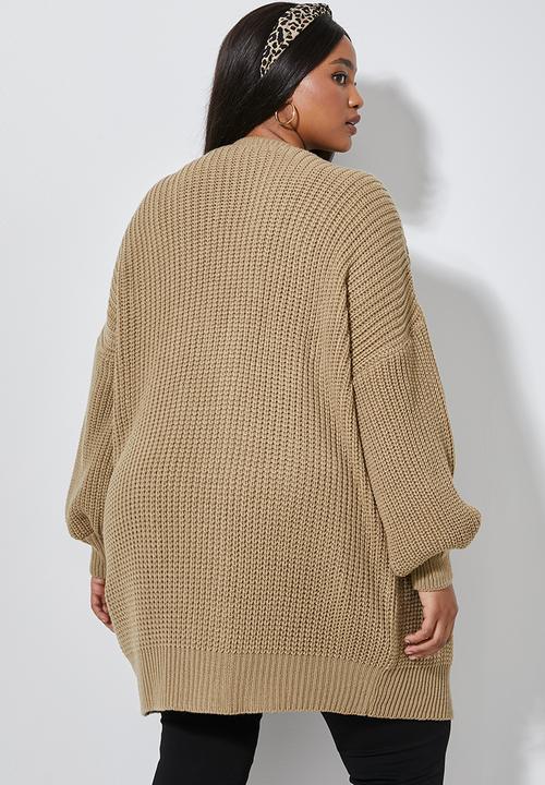 Superbalist - Dropped shoulder ropped knit cardi - stone