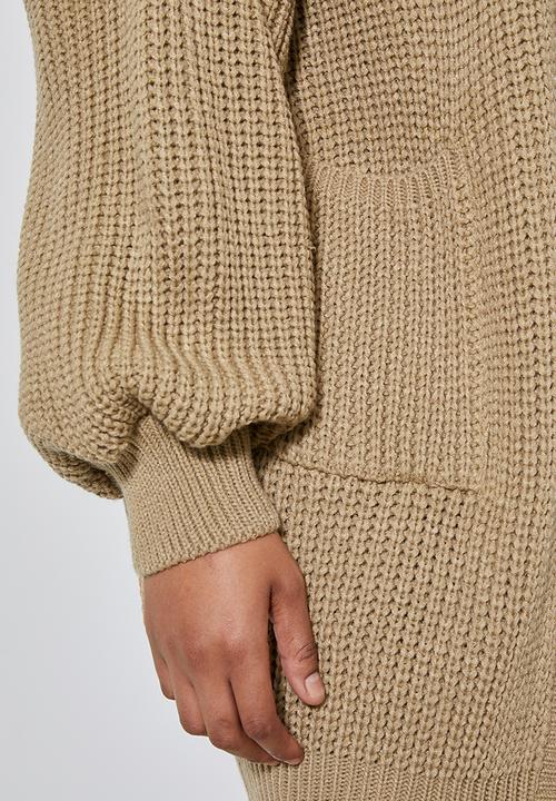 Superbalist - Dropped shoulder ropped knit cardi - stone