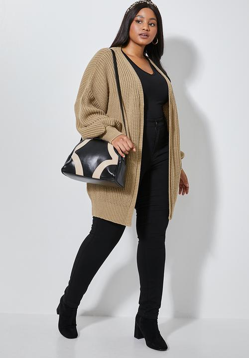 Superbalist - Dropped shoulder ropped knit cardi - stone