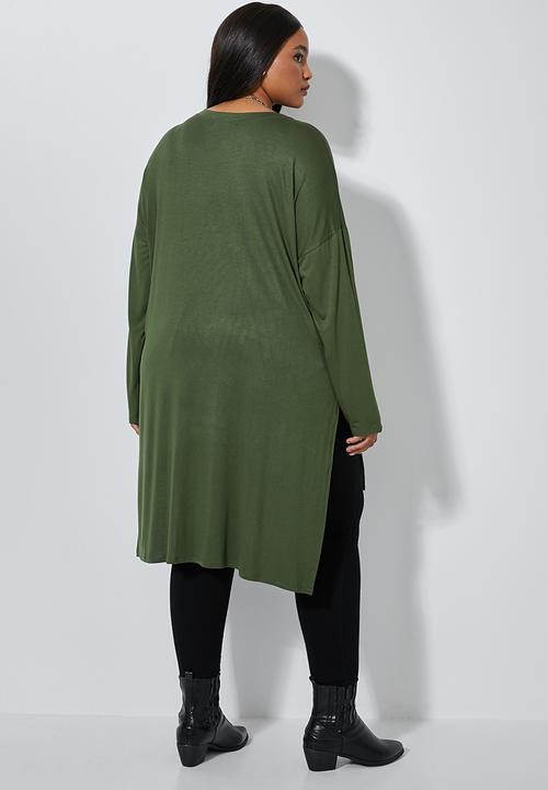 Superbalist - Longer length straight hem basic tee - khaki