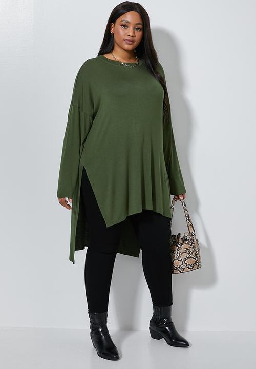 Superbalist - Longer length straight hem basic tee - khaki