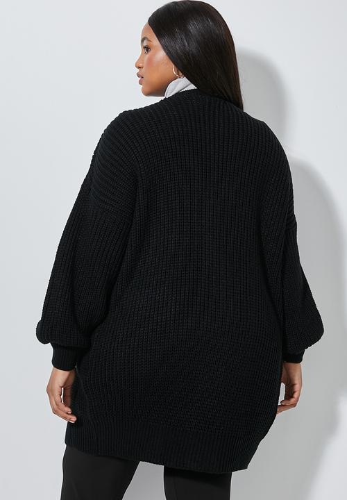 Superbalist - Dropped shoulder ropped knit cardi - black