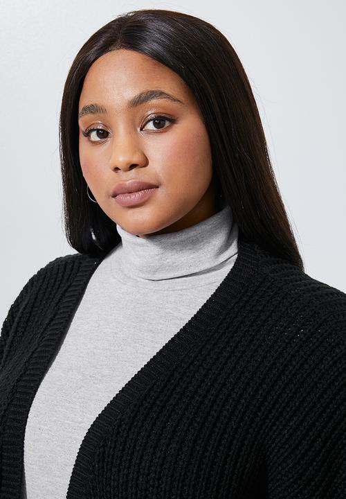 Superbalist - Dropped shoulder ropped knit cardi - black