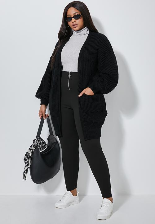 Superbalist - Dropped shoulder ropped knit cardi - black
