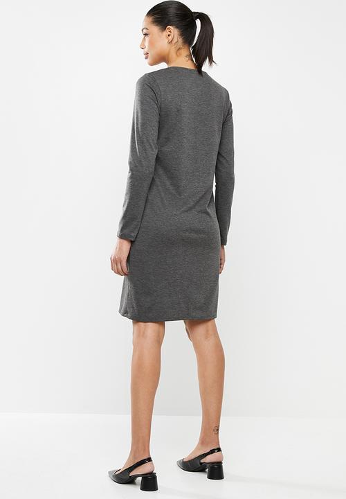 edit - Slashneck shift dress - charcoal 