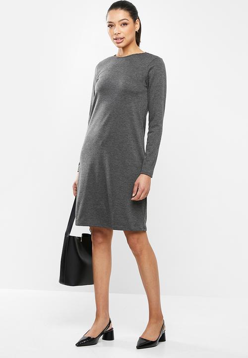edit - Slashneck shift dress - charcoal 