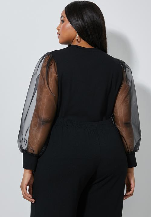 Superbalist - Organza puff sleeve (plus) - black