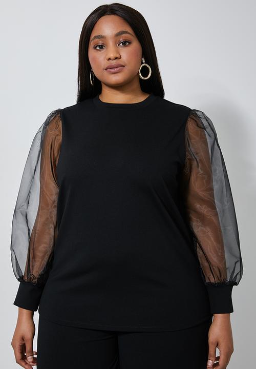 Superbalist - Organza puff sleeve (plus) - black