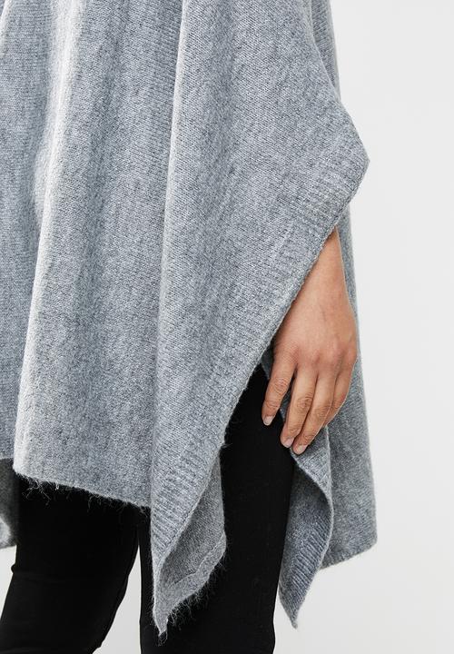 edit - Rolled neck poncho - grey 