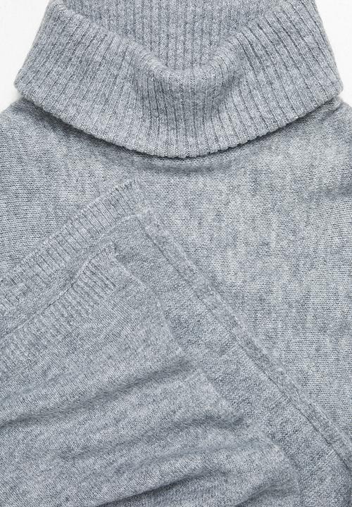 edit - Rolled neck poncho - grey 