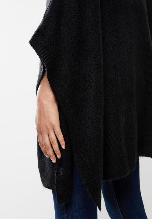 edit - Rolled neck poncho - black