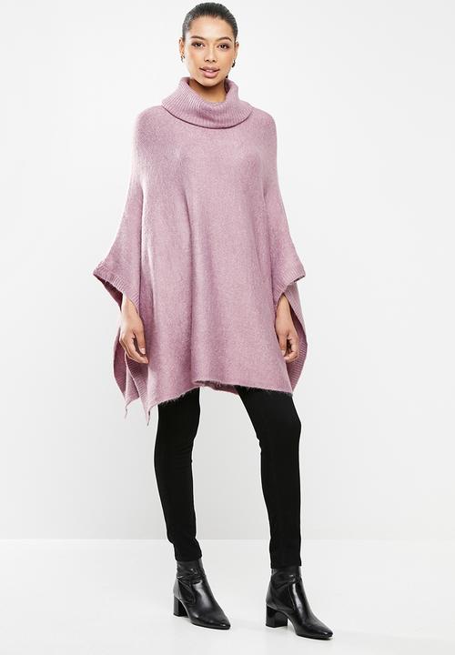 edit - Rolled neck poncho - mauve
