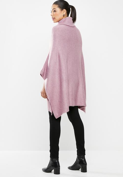 edit - Rolled neck poncho - mauve