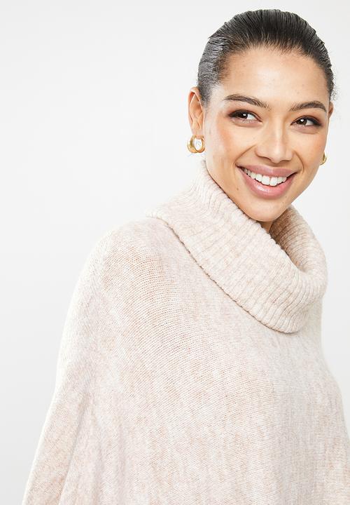 edit - Rolled neck poncho - beige