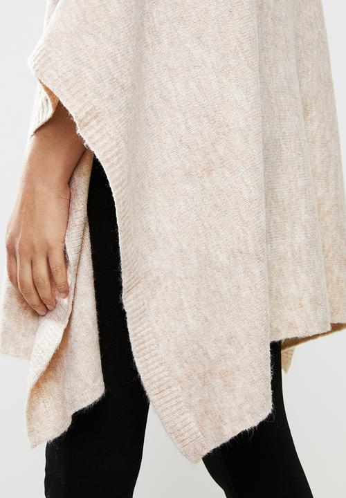 edit - Rolled neck poncho - beige