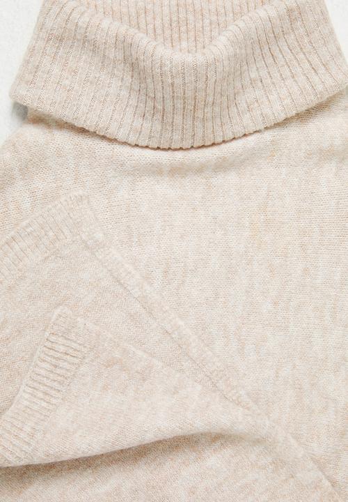 edit - Rolled neck poncho - beige