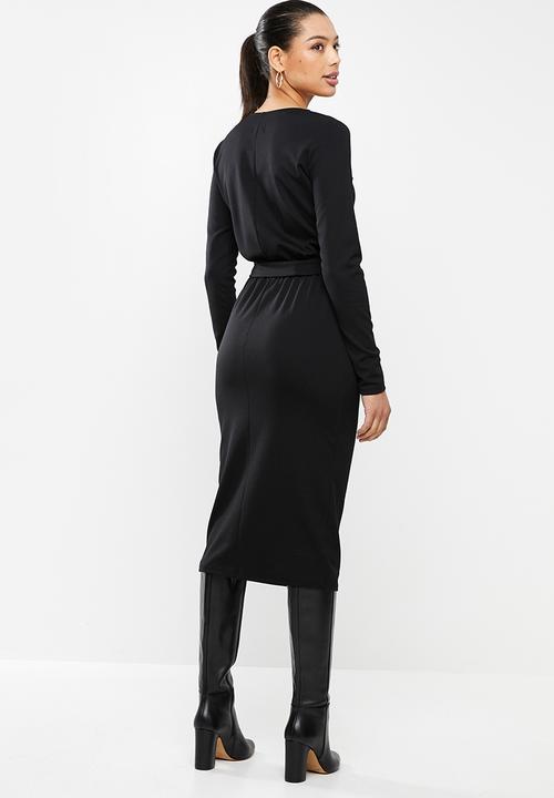 edit - Waisted midi tee dress - black