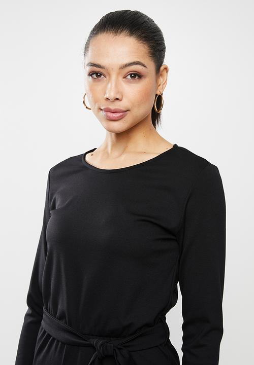 edit - Waisted midi tee dress - black