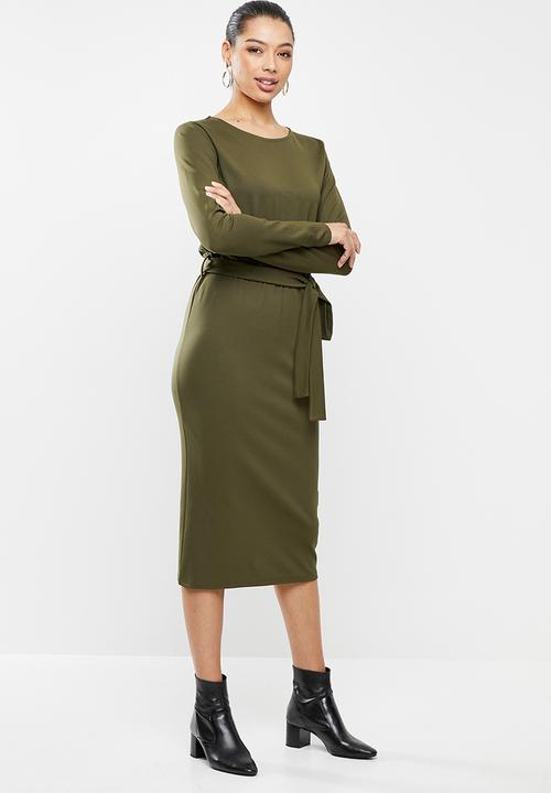 edit - Waisted midi tee dress - khaki