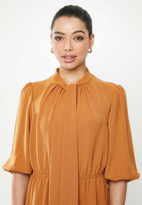 edit - Kitty bow fit & flare dress - rust