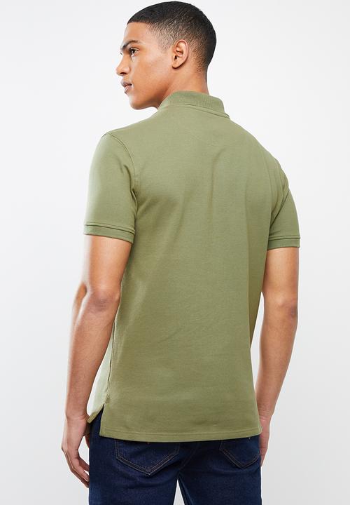 POLO - Mens carter custom fit short sleeve pique golfer - olive green