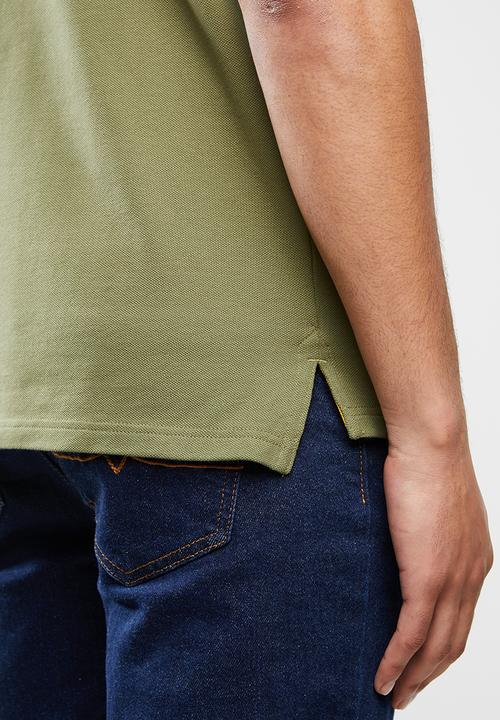 POLO - Mens carter custom fit short sleeve pique golfer - olive green