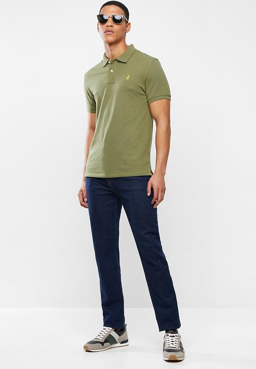 POLO - Mens carter custom fit short sleeve pique golfer - olive green