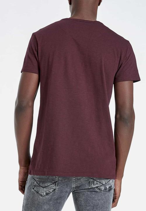 S.P.C.C - Bridge straight hem logo tee - burgundy