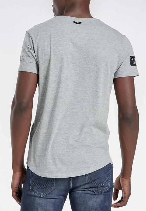 S.P.C.C - Dyer straight hem logo tee - grey