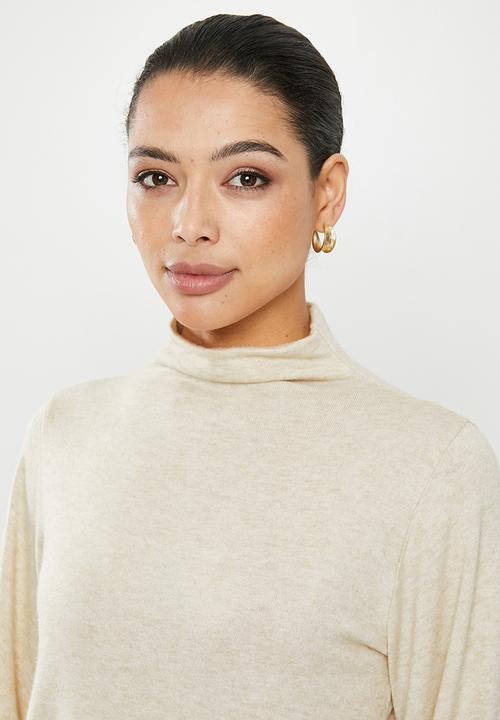 edit - Turtleneck balloon sleeve top - neutral