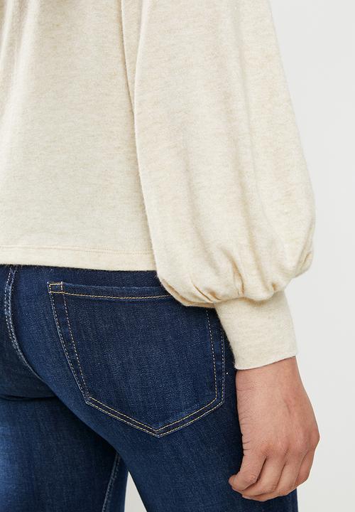 edit - Turtleneck balloon sleeve top - neutral