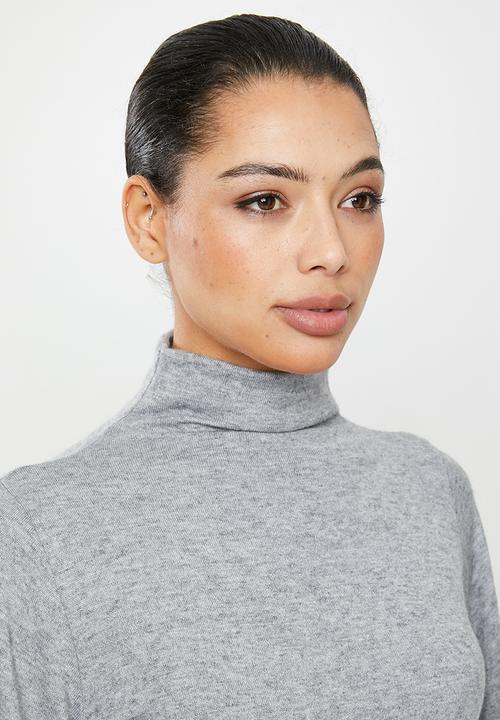edit - Turtleneck balloon sleeve top - grey 