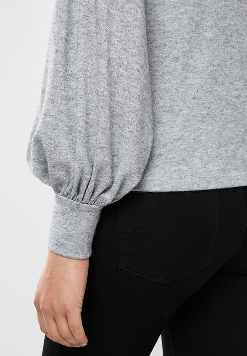 edit - Turtleneck balloon sleeve top - grey 