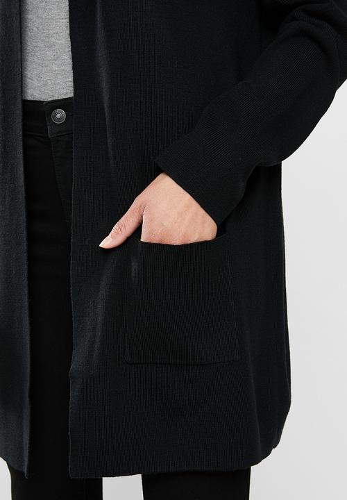 edit - Knee length cardi - black