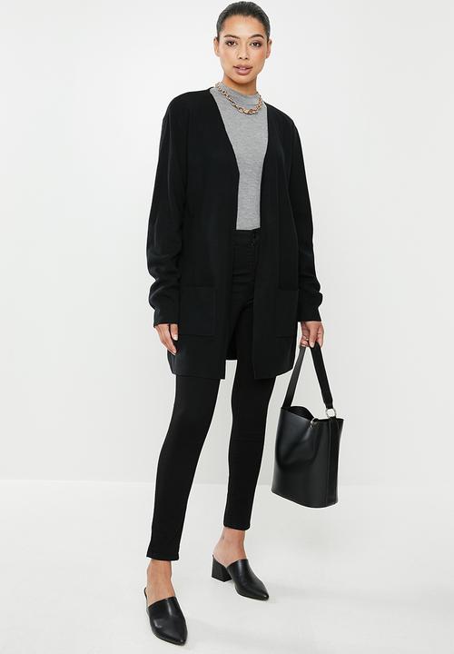 edit - Knee length cardi - black