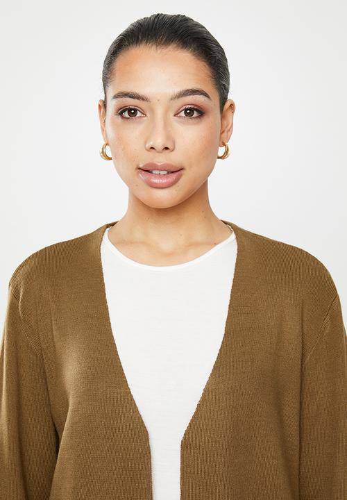 edit - Knee length cardi - brown