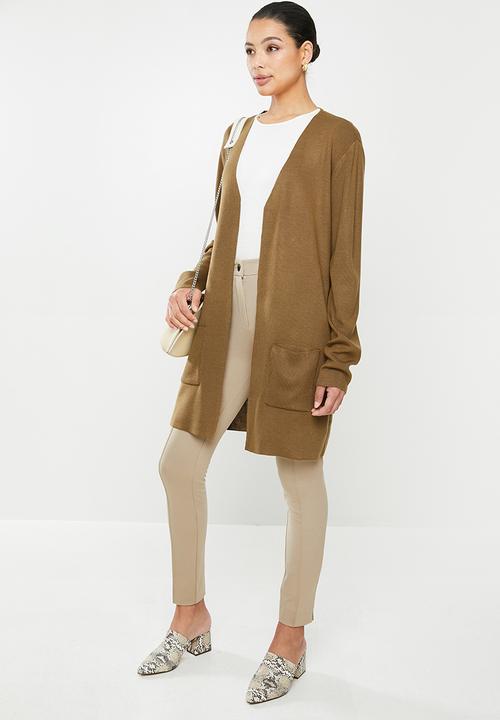 edit - Knee length cardi - brown