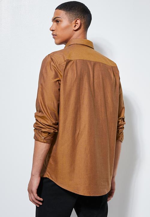 Superbalist - Barber regular fit long sleeve oxford shirt - brown