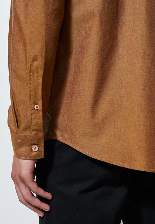 Superbalist - Barber regular fit long sleeve oxford shirt - brown