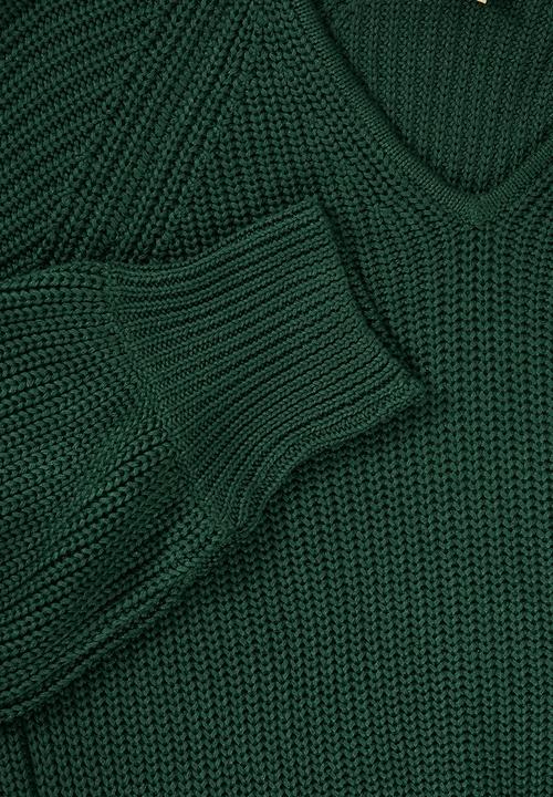 edit - Knitwear ribbed balloon sleeve shift dress - green