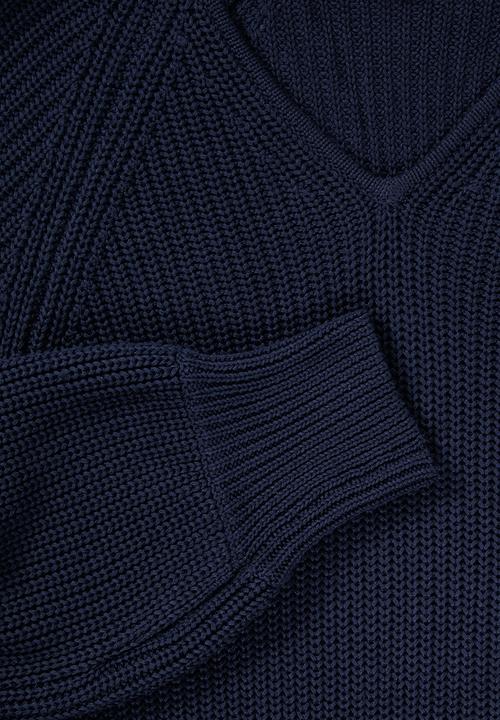 edit - Ribbed balloon sleeve shift dress - navy