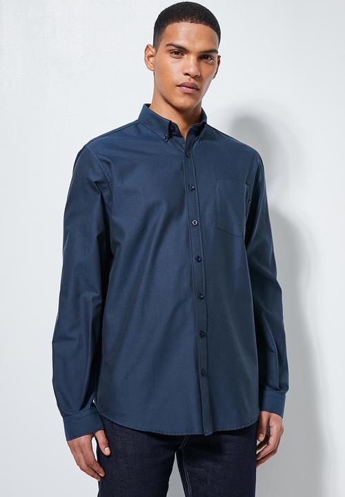 Superbalist - Barber regular fit long sleeve oxford shirt - navy