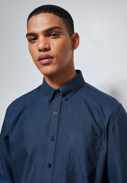Superbalist - Barber regular fit long sleeve oxford shirt - navy